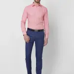 Raymond-Men Blue Checks Slim Fit Polyester Blend Trouser