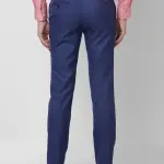 Raymond-Men Blue Checks Slim Fit Polyester Blend Trouser