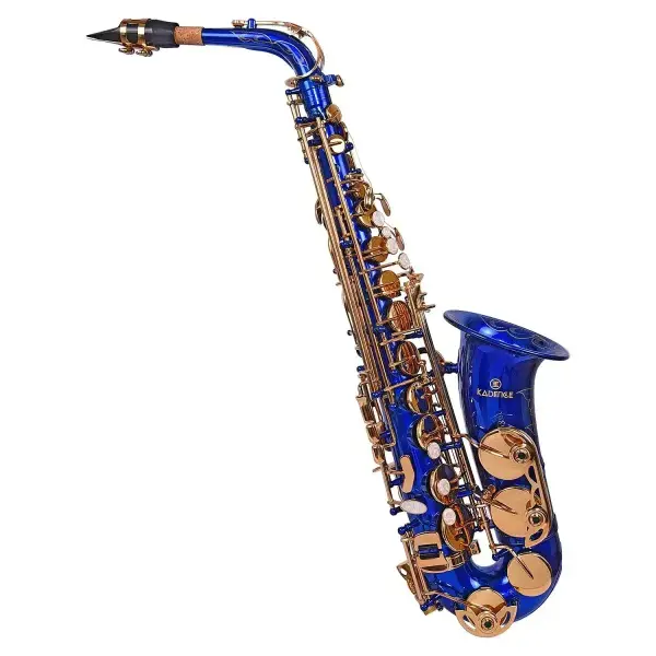 Kadence-Blue Gold Alto Saxophone with complete Kit- Case, Polishing Cloth, Cleaning Rod and Gloves