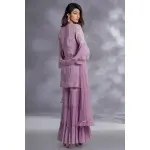 SEASONS-PINKISH PURPLE TIERED SHARARA SET WITH A CHIKAN KURTA TOP WITH BELL SLEEVES PAIRED WITH A MATCHING DUPATTA