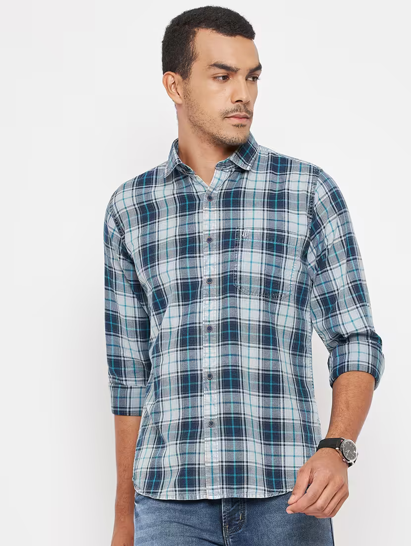 Blue cotton casual shirt