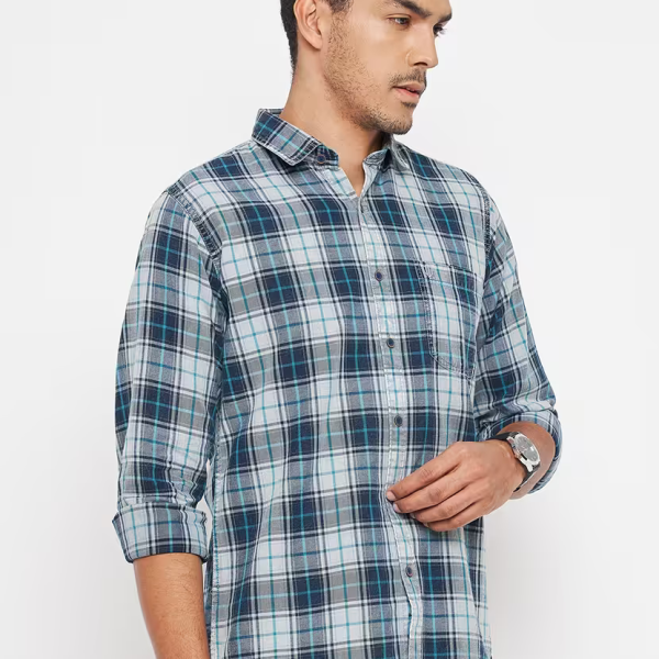 Blue cotton casual shirt