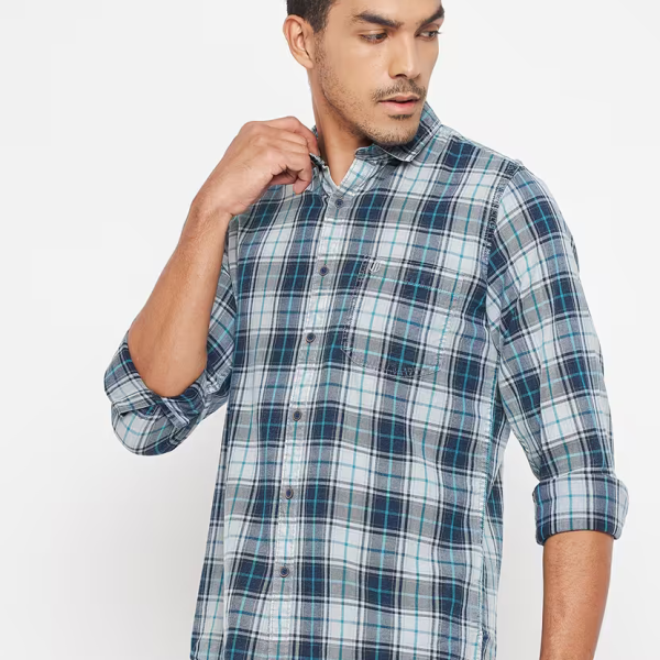 Blue cotton casual shirt
