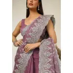 Soch-Onion Pink Chiffon Embroidered Saree With Beads And Stones