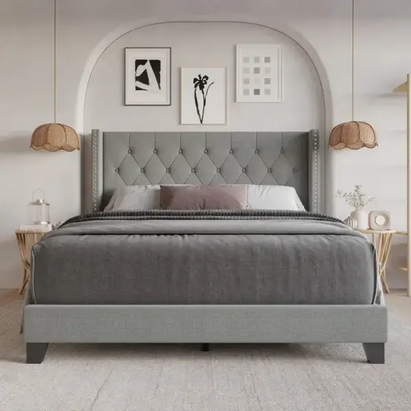 Wayfair-Ameire Upholstered Wingback Bed