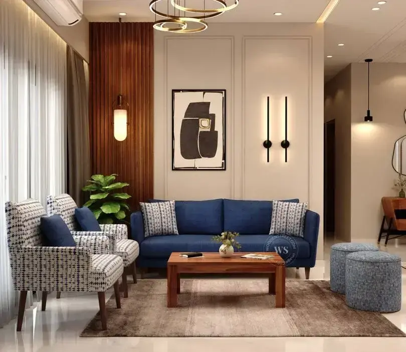 WoodenStreet-Apolo 3 Seater Living Room Sofa with 2 Lounge Chairs