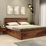WoodenStrret-Bacon Sheesham Wood Hydraulic Bed With Storage