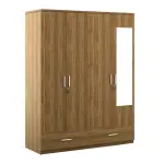WoodenStreet-Kosmo Linden 4 Door Wardrobe with Mirror
