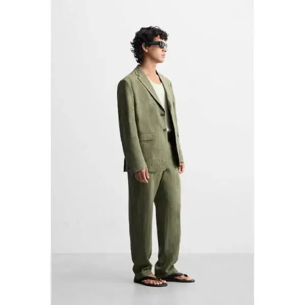 ZARA-100% LINEN SUIT BLAZER