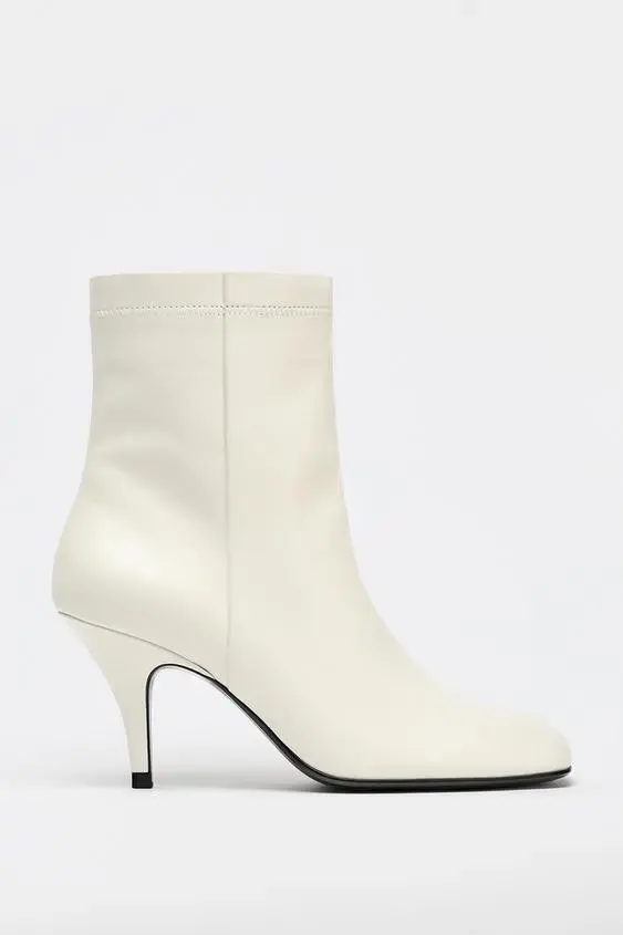 ZARA-LEATHER ANKLE BOOTS WITH TOPSTITCHING