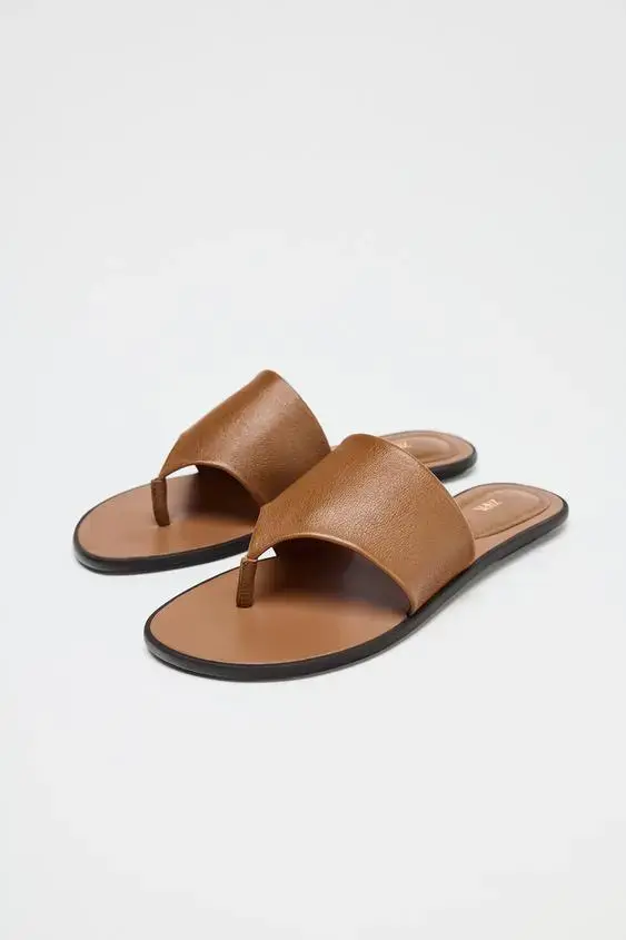 ZARA-FLAT LEATHER SANDALS
